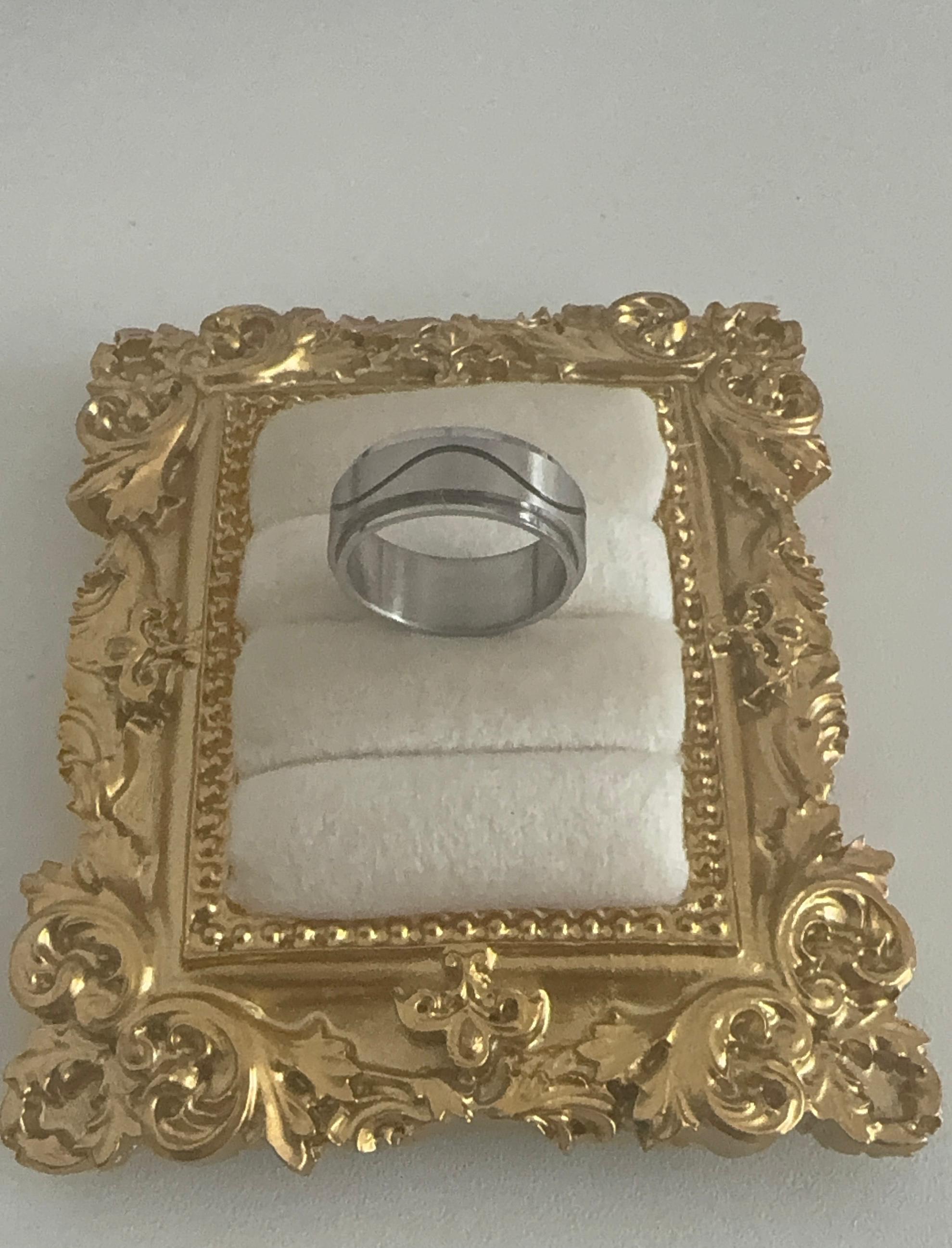 Silver Ring Band with Wave Design