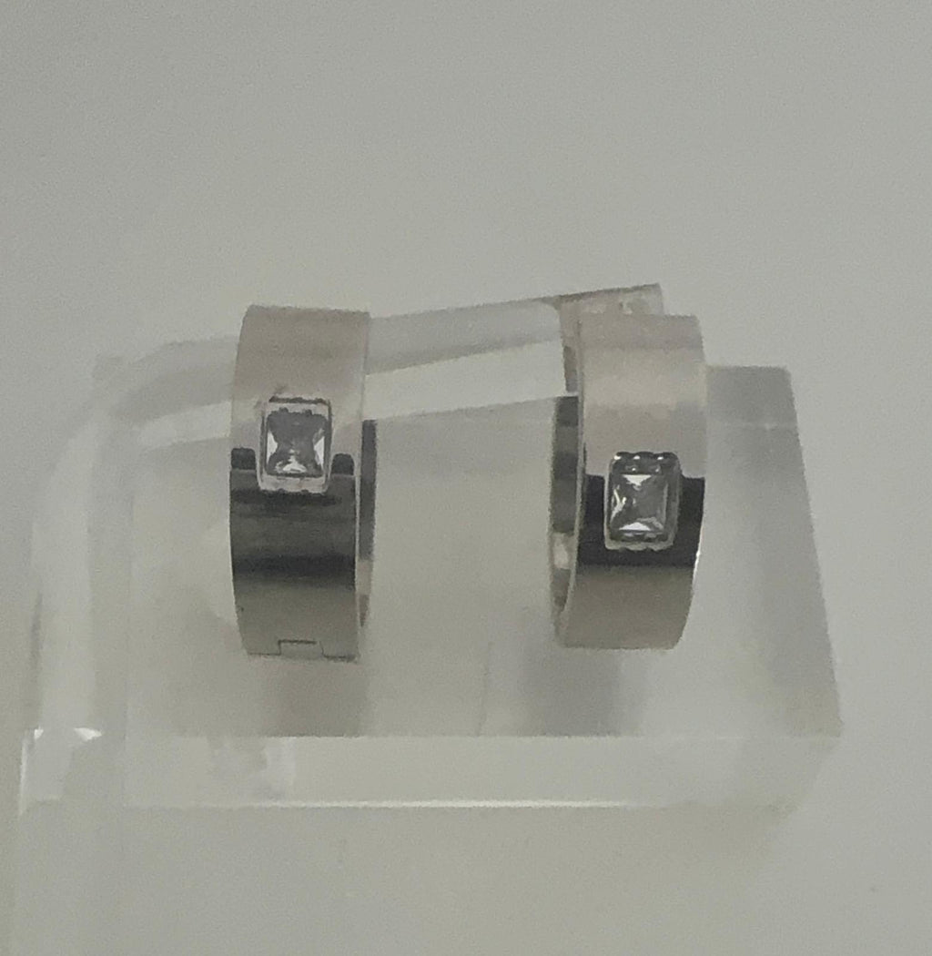 Silver Crystal Huggie Earrings