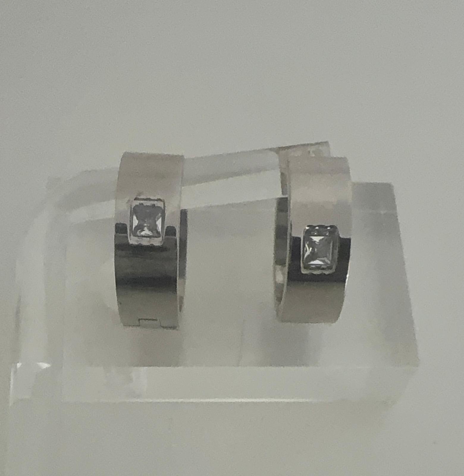 Silver Crystal Huggie Earrings