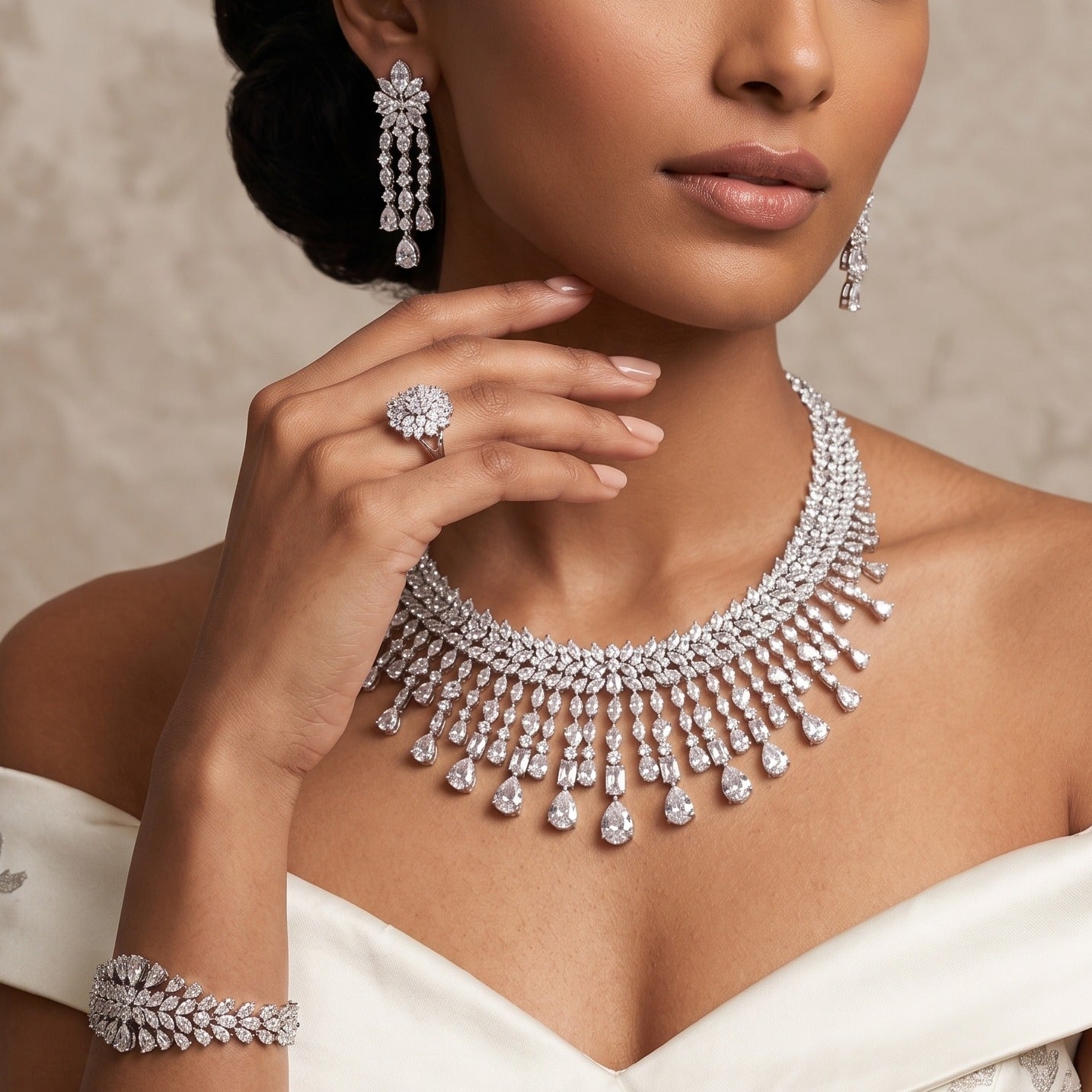 Crystal Encrusted Bridal Luxury Statement Jewellery Set