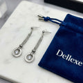 Silver Drop Earrings with Crystals