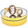 Gold Bangle and Ring set with Baroque Pearls and Crystals